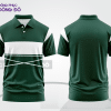 Mẫu polo basic đồng phục nhân viên màu xanh rêu phối trắng kẻ ngang ctpb7327