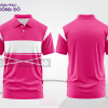 Mẫu polo basic đồng phục văn phòng màu hồng cánh sen phối trắng kẻ ngang ctpb7328