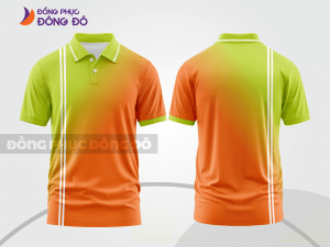 Mẫu áo polo basic đồng phục công ty màu xanh chuối phối cam chuyển sắc ctpb7344