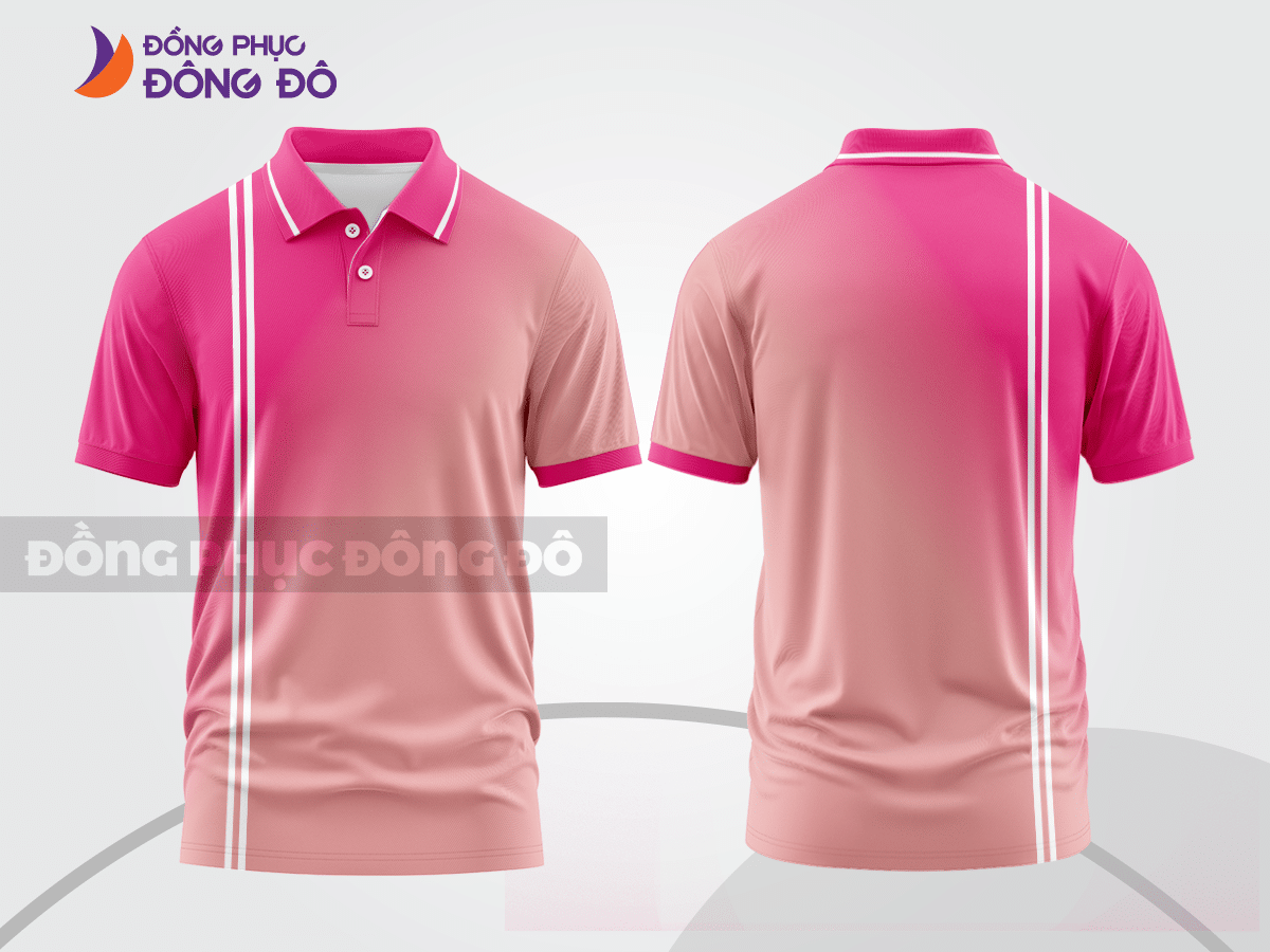 Mẫu áo polo basic đồng phục văn phòng màu hồng phối hồng phấn chuyển sắc ctpb7348
