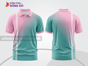 Mẫu polo basic đồng phục doanh nghiệp màu hồng phấn phối xanh ngọc chuyển sắc ctpb7349