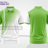 Mẫu áo polo basic đồng phục văn phòng màu xanh lá phối trắng mảng chéo ctpb7372