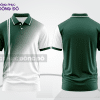 Mẫu áo polo basic đồng phục nhân viên màu xanh rêu phối trắng mảng chéo ctpb7374
