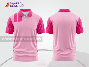 Mẫu polo basic đồng phục công ty màu hồng phối trắng mảng vai ctpb7387