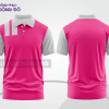 Mẫu polo basic đồng phục doanh nghiệp màu hồng cánh sen phối trắng mảng vai ctpb7393