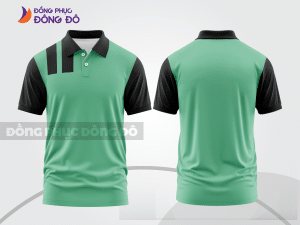 Mẫu polo basic đồng phục công ty màu xanh rêu phối trắng mảng vai ctpb7395