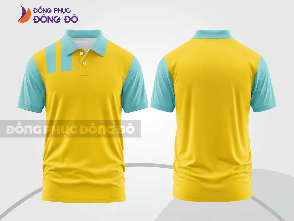 Mẫu áo polo basic đồng phục công ty màu vàng phối xanh ngọc ctpb7398