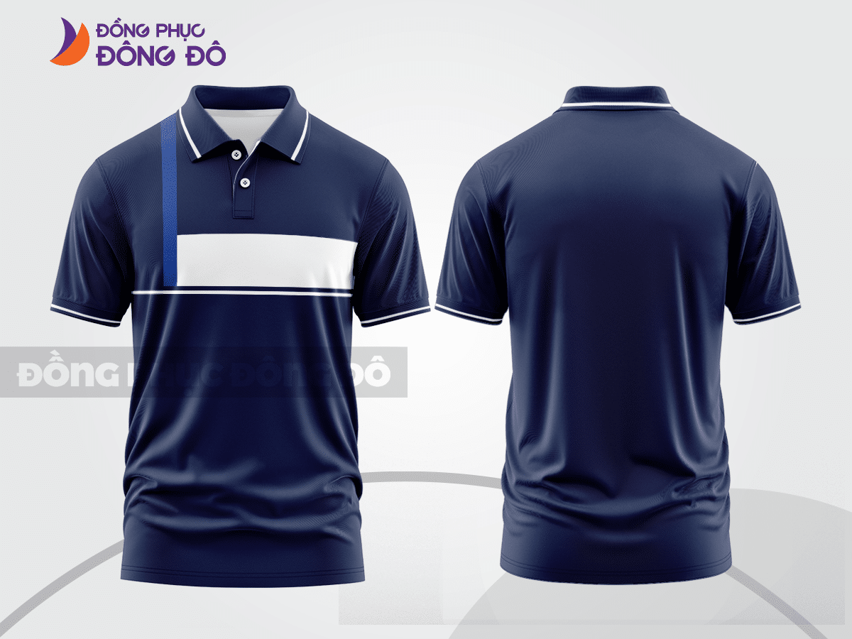 Mẫu áo polo basic đồng phục doanh nghiệp màu xanh navy trơn ctpb7412