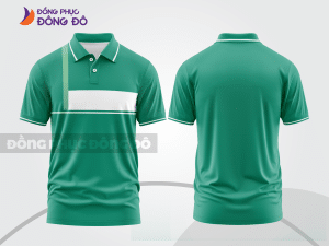 Mẫu áo polo basic đồng phục doanh nghiệp màu xanh ngọc phối trắng kẻ ngang ctpb7416