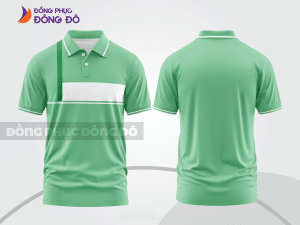 Mẫu polo basic đồng phục văn phòng màu xanh bạc hà phối trắng kẻ ngang ctpb7417