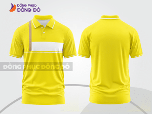 Mẫu polo basic đồng phục nhân viên màu vàng phối trắng kẻ ngang ctpb7419