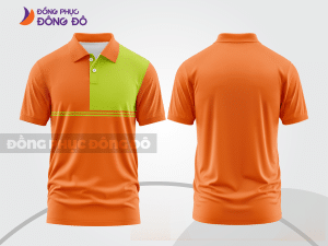 Mẫu áo polo basic đồng phục doanh nghiệp màu cam phối trắng kẻ ngang ctpb7420