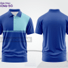 Mẫu áo polo basic đồng phục công ty màu xanh dương phối trắng kẻ ngang ctpb7422