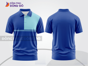 Mẫu áo polo basic đồng phục công ty màu xanh dương phối trắng kẻ ngang ctpb7422