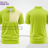 Mẫu polo basic đồng phục nhân viên màu xanh chuối phối trắng kẻ ngang ctpb7423