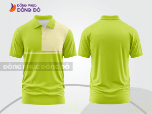 Mẫu polo basic đồng phục nhân viên màu xanh chuối phối trắng kẻ ngang ctpb7423
