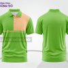 Mẫu áo polo basic đồng phục doanh nghiệp màu xanh lá non phối trắng kẻ ngang ctpb7424