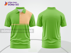 Mẫu áo polo basic đồng phục doanh nghiệp màu xanh lá non phối trắng kẻ ngang ctpb7424