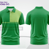 Mẫu polo basic đồng phục văn phòng màu xanh lá phối trắng kẻ ngang ctpb7425