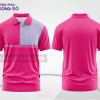 Mẫu polo basic đồng phục nhân viên màu hồng cánh sen phối trắng kẻ ngang ctpb7427