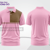 Mẫu áo polo basic đồng phục doanh nghiệp màu hồng phấn phối trắng kẻ ngang ctpb7428