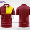 Mẫu áo polo basic đồng phục công ty màu đỏ đô phối vàng kẻ ngang ctpb7430