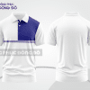 Mẫu polo basic đồng phục văn phòng màu trắng phối xanh navy mảng ngực ctpb7433