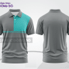 Mẫu polo basic đồng phục nhân viên màu xám phối xanh ngọc mảng ngực ctpb7435