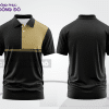 Mẫu áo polo basic đồng phục doanh nghiệp màu đen phối vàng mảng ngực ctpb7436