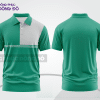Mẫu polo basic đồng phục văn phòng màu xanh ngọc phối trắng mảng ngực ctpb7437