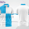 Mẫu áo polo basic đồng phục công ty màu trắng phối xanh cyan mảng ngực ctpb7442