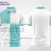 Mẫu polo basic đồng phục nhân viên màu trắng phối xanh da trời kẻ dọc lệch ctpb7459