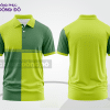 Mẫu polo basic đồng phục doanh nghiệp màu xanh chuối phối xanh rêu mảng dọc ctpb7467