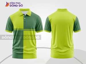 Mẫu polo basic đồng phục doanh nghiệp màu xanh chuối phối xanh rêu mảng dọc ctpb7467
