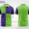 Mẫu polo basic đồng phục nhân viên màu xanh lá phối tím mảng vai ctpb7468
