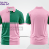 Mẫu polo basic đồng phục nhân viên màu hồng phấn phối xanh rêu mảng ngực ctpb7472