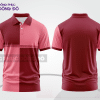 Mẫu polo basic đồng phục công ty màu đỏ đô phối hồng phấn mảng ngực ctpb7474