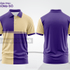 Mẫu polo basic đồng phục doanh nghiệp màu be phối tím mảng ngực ctpb7475