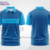 Mẫu polo basic đồng phục văn phòng màu xanh cyan phối xanh dương mảng vai ctpb7481