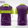Mẫu polo basic đồng phục doanh nghiệp màu tím phối xanh chuối mảng ngực ctpb7483