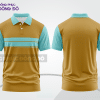 Mẫu polo basic đồng phục doanh nghiệp màu nâu phối xanh cyan mảng ngực ctpb7499