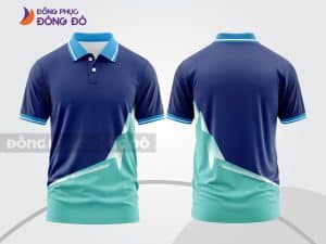 Mẫu áo polo 3D đồng phục công ty màu xanh navy phối xanh ngọc ctpd3015