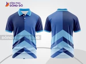 Mẫu áo thun cổ bẻ 3D đồng phục doanh nghiệp màu xanh navy họa tiết chevron ctpd3016
