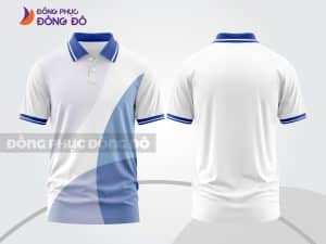 Mẫu áo polo 3D công ty màu trắng phối xanh dương chéo ctpd3018