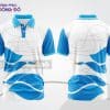 Mẫu áo polo 3D đồng phục nhân viên màu trắng phối xanh dương họa tiết sóng ctpd3023