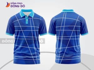 Mẫu áo polo 3D công ty màu xanh dương họa tiết ô lưới ctpd3024