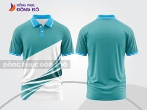 Mẫu áo polo đồng phục doanh nghiệp màu xanh ngọc phối trắng ctpd3025