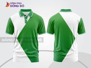 Mẫu áo polo 3D đồng phục công ty màu xanh lá phối trắng chéo ctpd3026