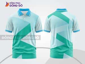 Mẫu áo polo 3D đồng phục doanh nghiệp màu trắng phối xanh ngọc hình khối ctpd3028