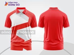 Mẫu áo thun cổ bẻ 3D đồng phục công ty màu đỏ phối trắng hình khối ctpd3029
